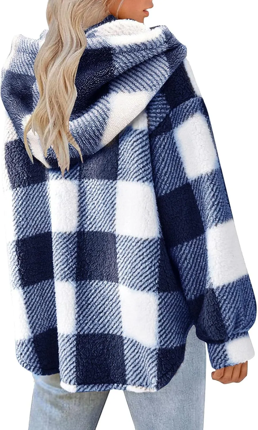 Hvyesh Teddy Bear Flannel Jacket Women Winter Clothes Hoodies, Oversized Fuzzy Fleece Sherpa Shacket Jackets for Women