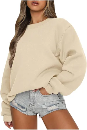jovati Womens Fashion 2024 Fall Outfits Preppy Oversized Sweatshirts CrewNeck Pullover y2k Hoodies Teen Girls Clothes today for seniors clean girl aesthetic clothes over sized sweatshirt