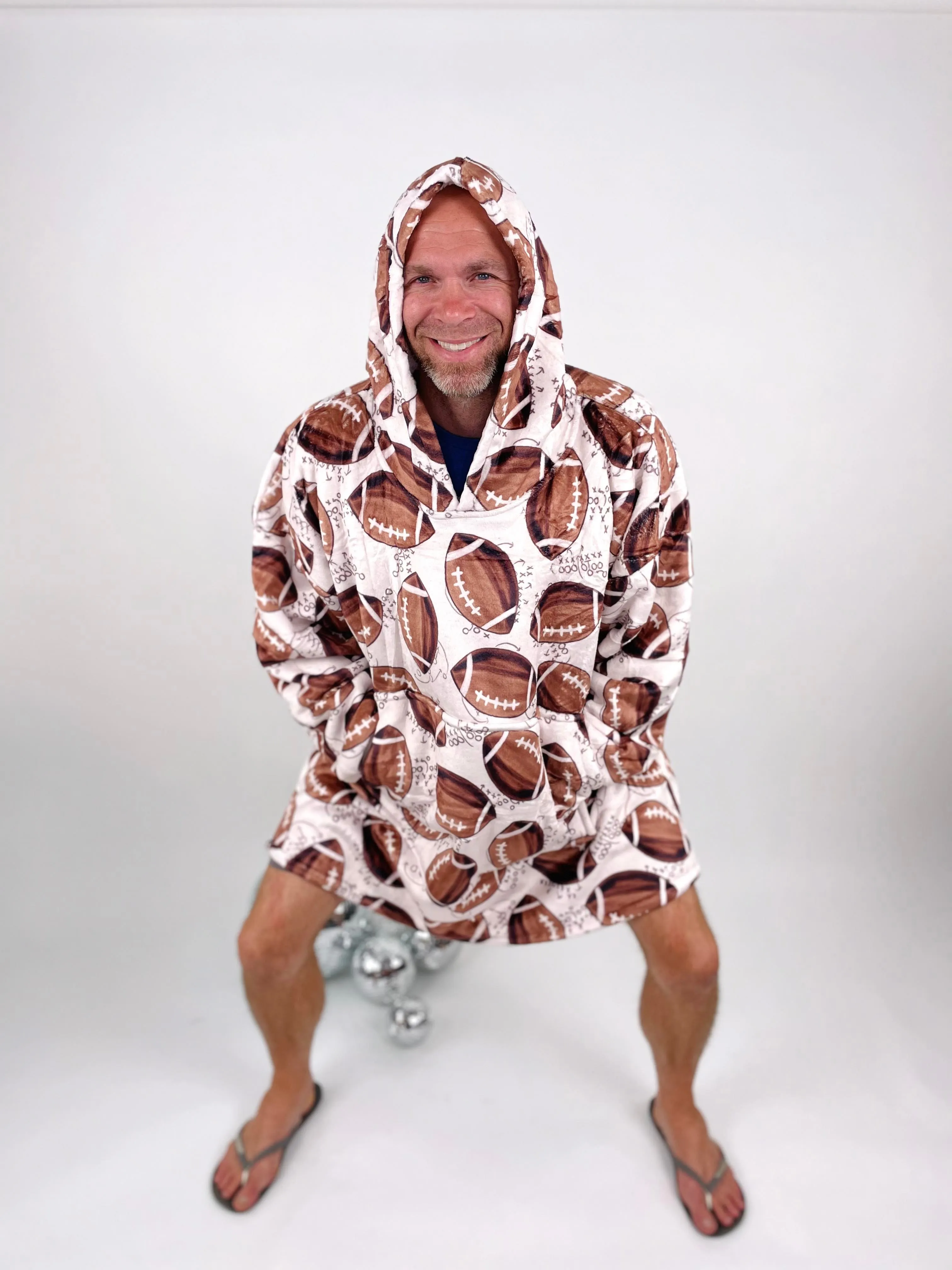 KMB Custom FOOTBALL Blanket Hoodies!! ADULT   KID SIZE!!