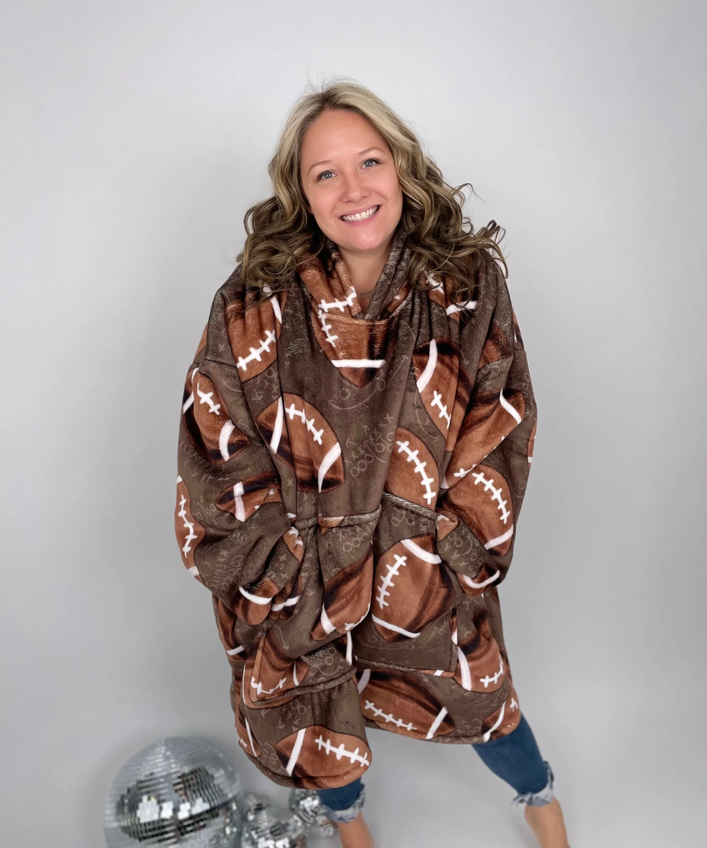 KMB Custom FOOTBALL Blanket Hoodies!! ADULT   KID SIZE!!