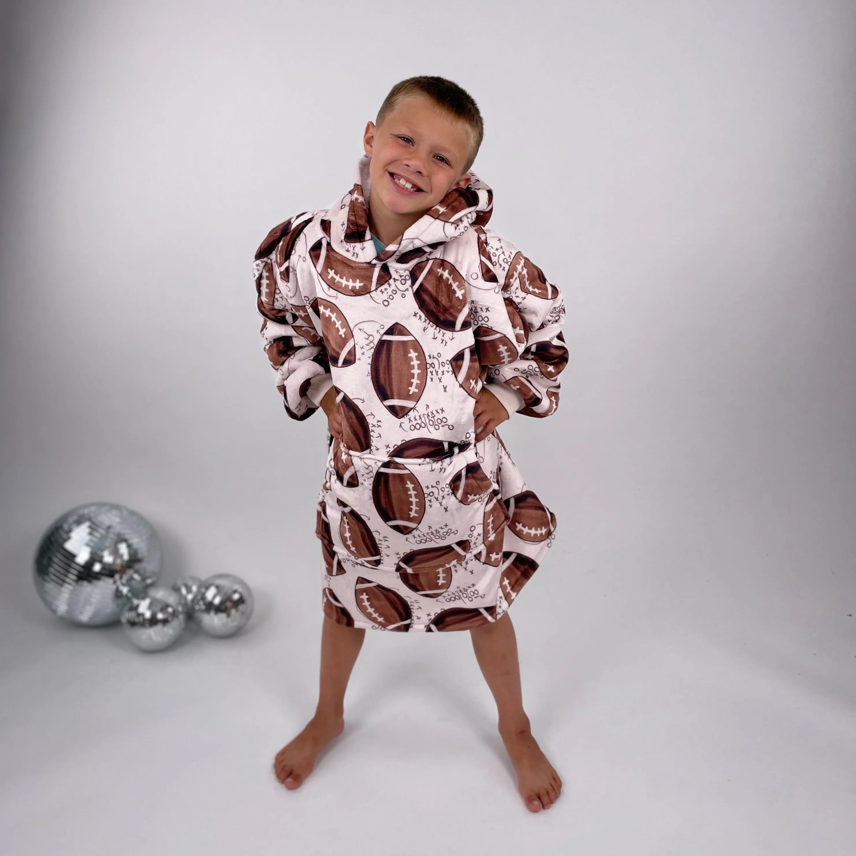 KMB Custom FOOTBALL Blanket Hoodies!! ADULT   KID SIZE!!