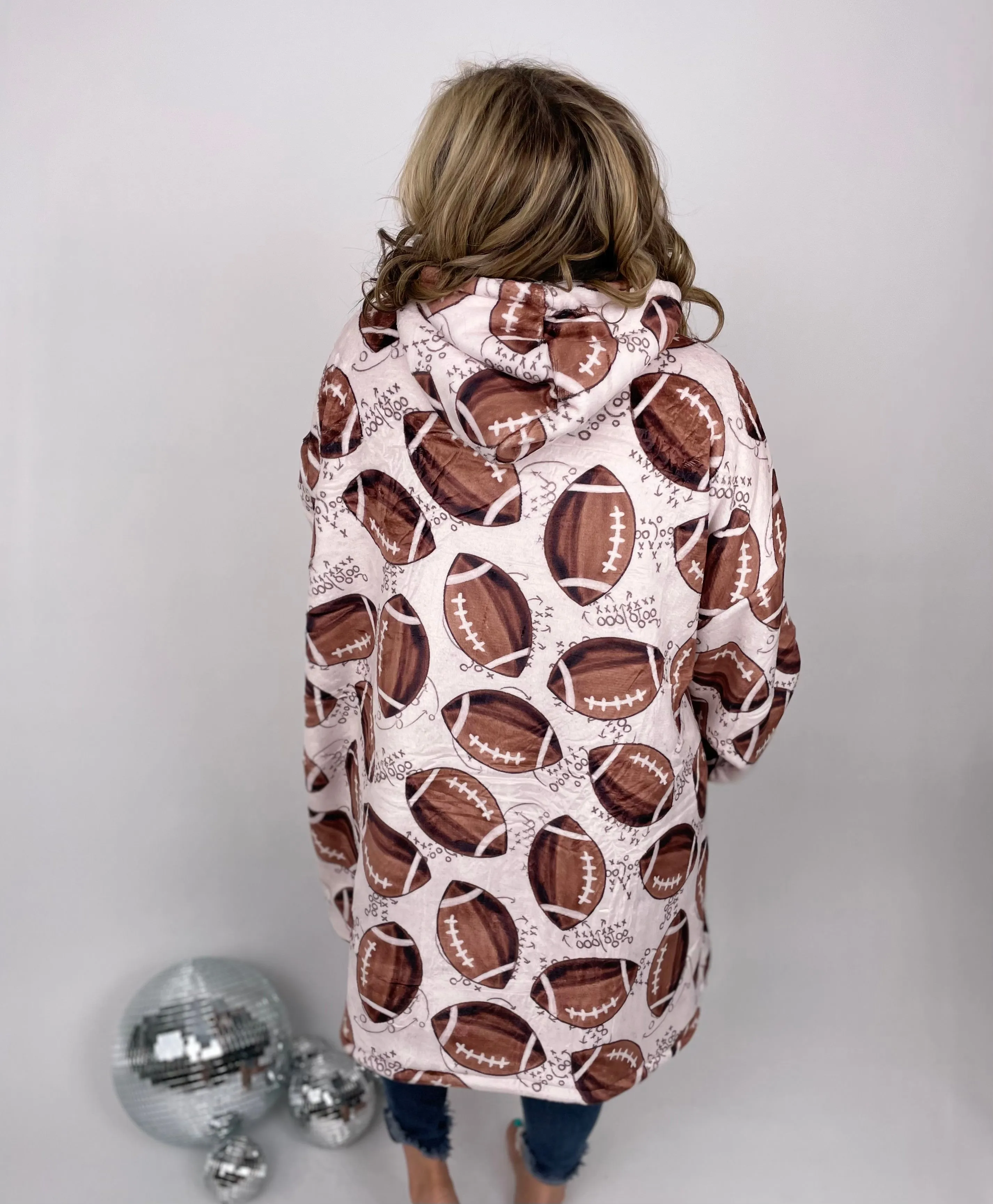 KMB Custom FOOTBALL Blanket Hoodies!! ADULT   KID SIZE!!