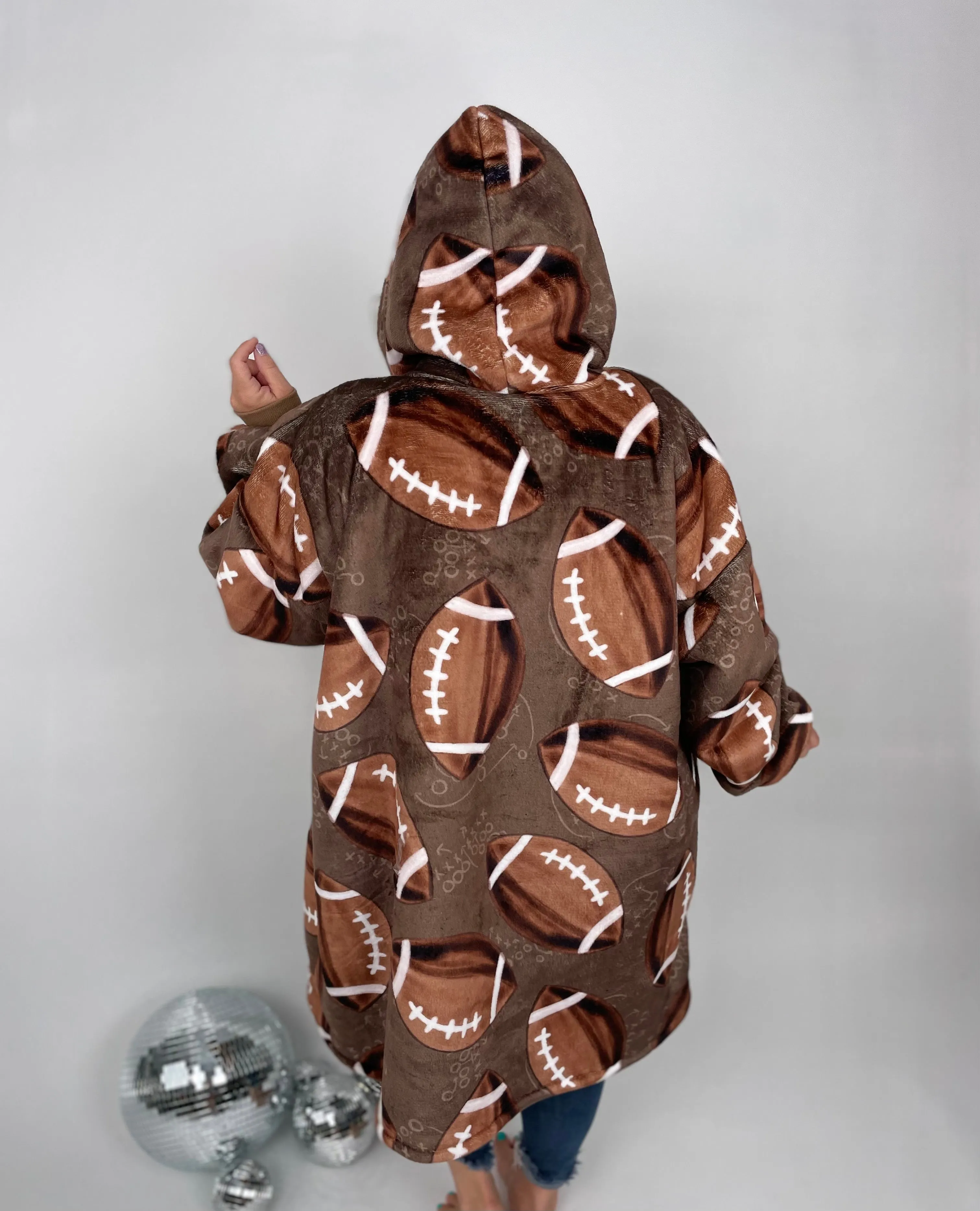 KMB Custom FOOTBALL Blanket Hoodies!! ADULT   KID SIZE!!