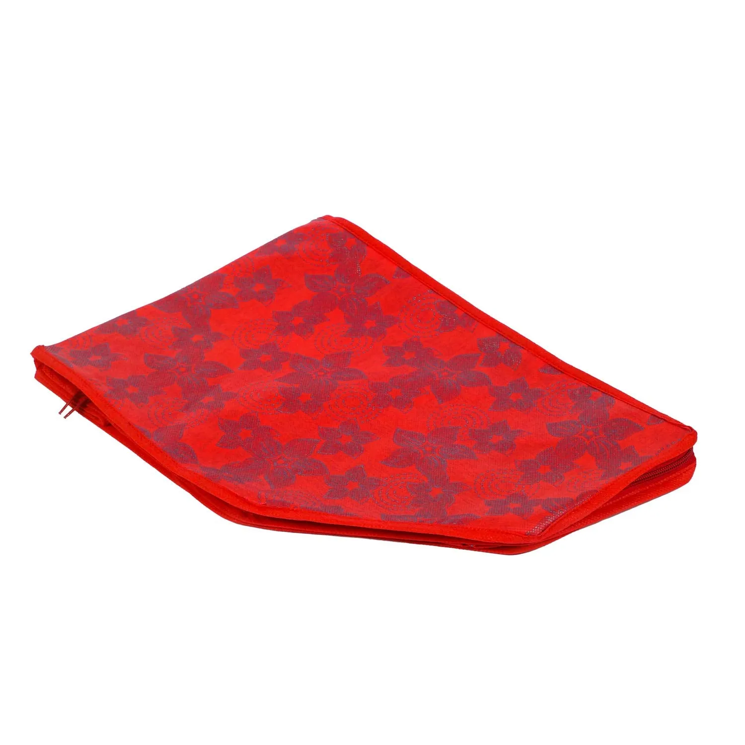 Kuber Industries Metallic Flower 2 Piece Non Woven Blouse Cover Set (Red) - CTKTC023177