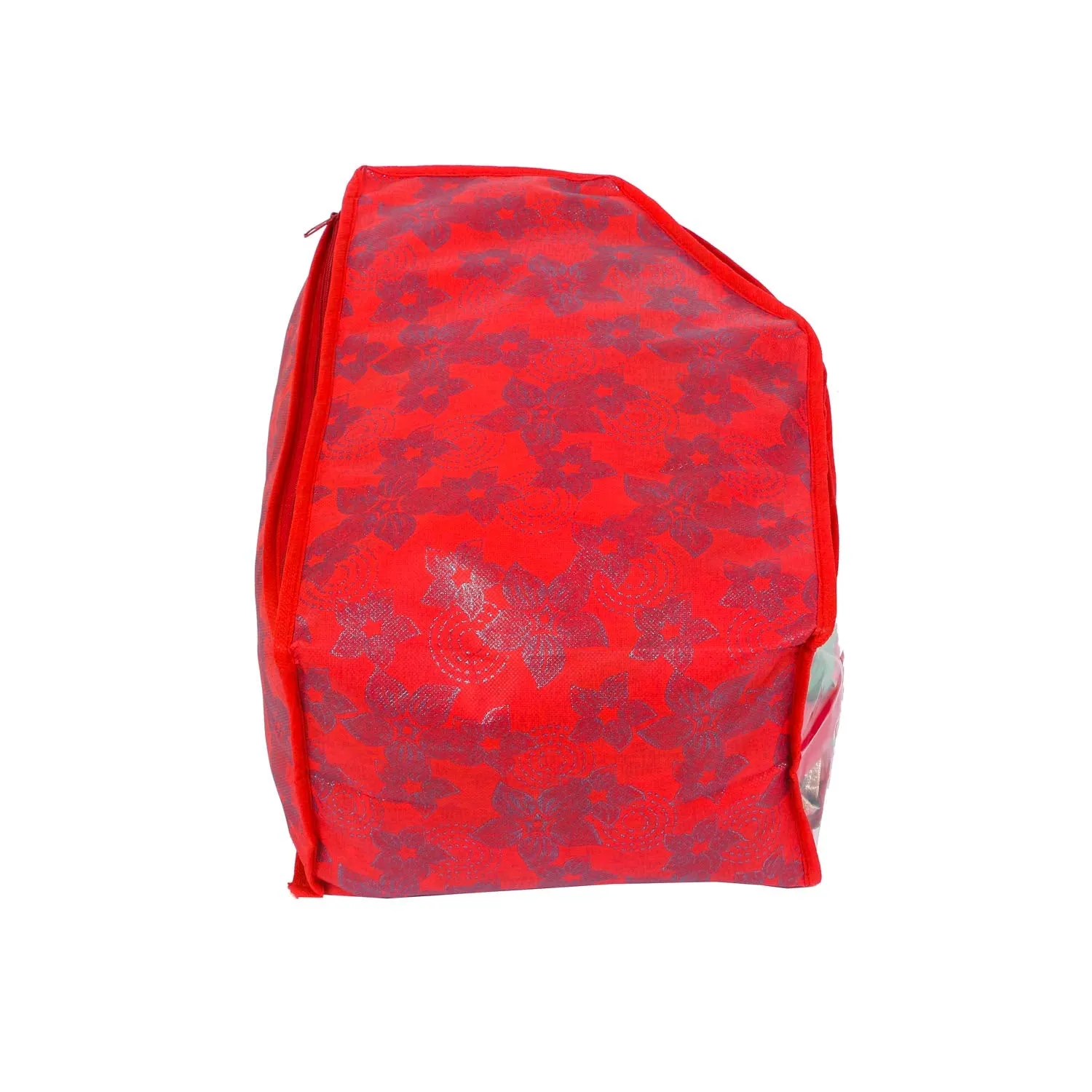 Kuber Industries Metallic Flower 2 Piece Non Woven Blouse Cover Set (Red) - CTKTC023177