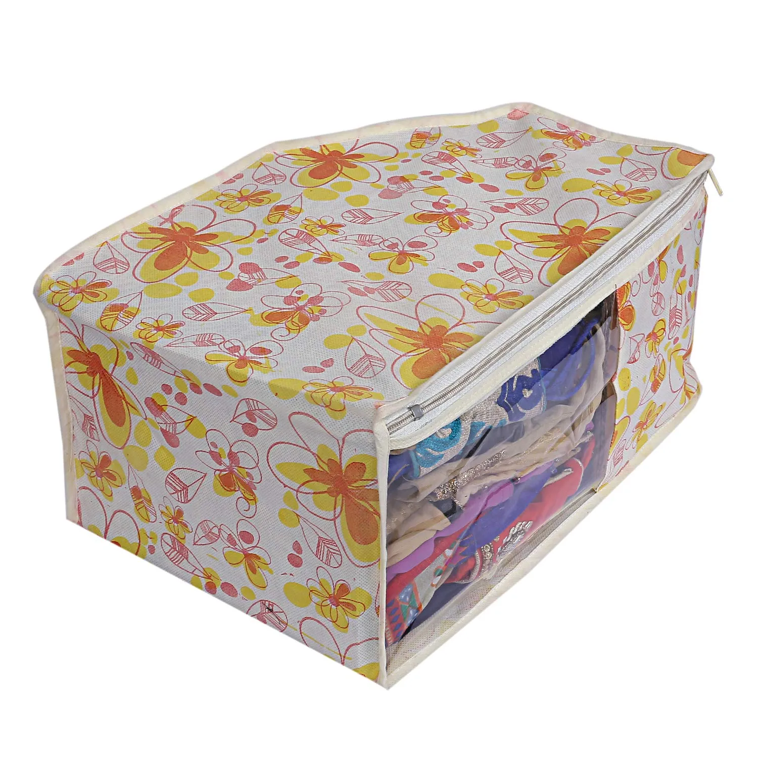 Kuber Industries Metallic Print 4 Piece Non Woven Blouse Cover
