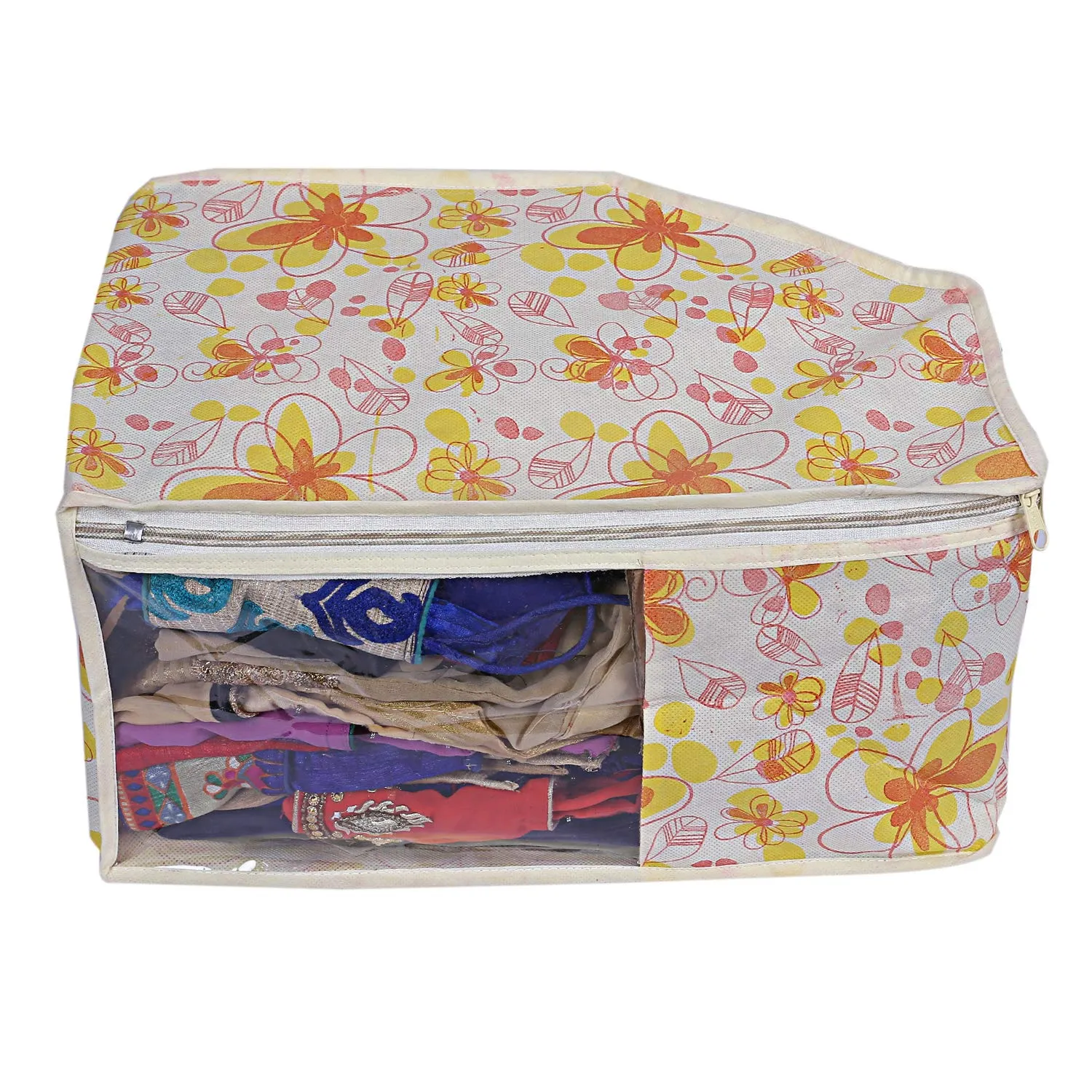 Kuber Industries Metallic Print 4 Piece Non Woven Blouse Cover
