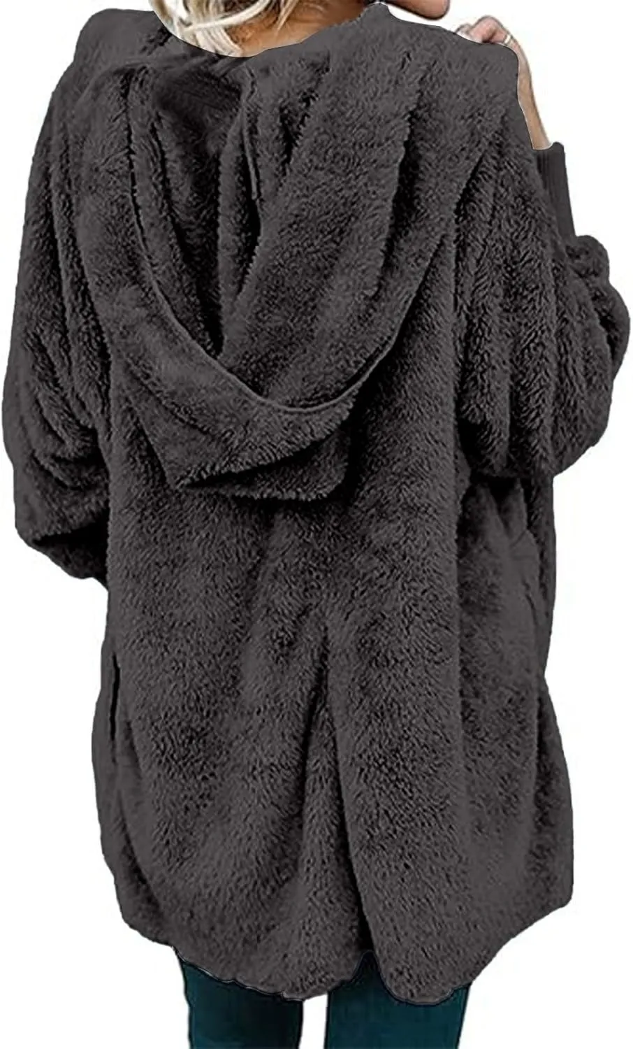 lcyhony Sherpa Fleece Jacket Women Oversized Trendy Lightweight Open Front Cardigans Soft Comfy Blanket Hoodie Winter Clothes