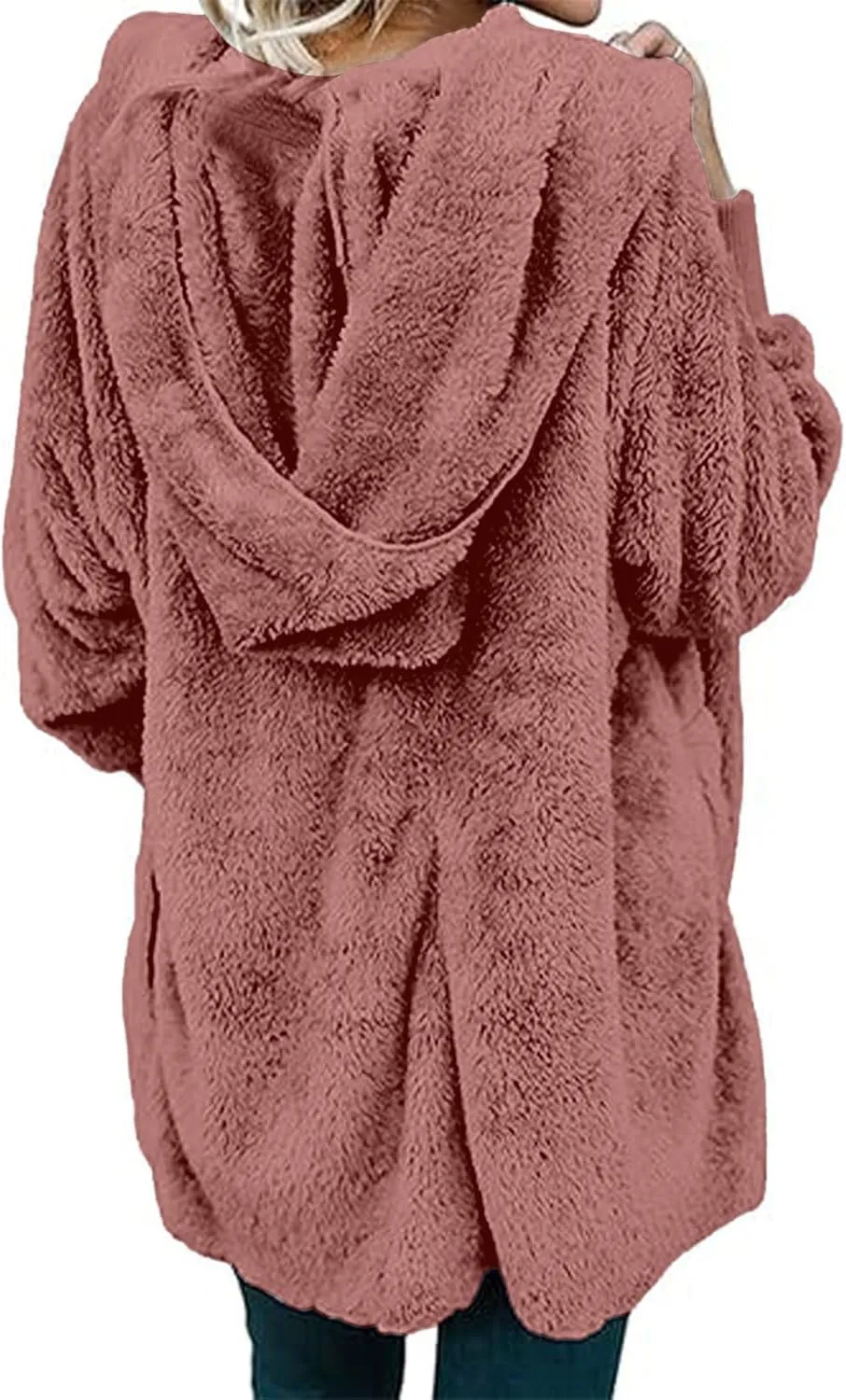 lcyhony Sherpa Fleece Jacket Women Oversized Trendy Lightweight Open Front Cardigans Soft Comfy Blanket Hoodie Winter Clothes