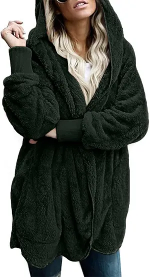 lcyhony Sherpa Fleece Jacket Women Oversized Trendy Lightweight Open Front Cardigans Soft Comfy Blanket Hoodie Winter Clothes