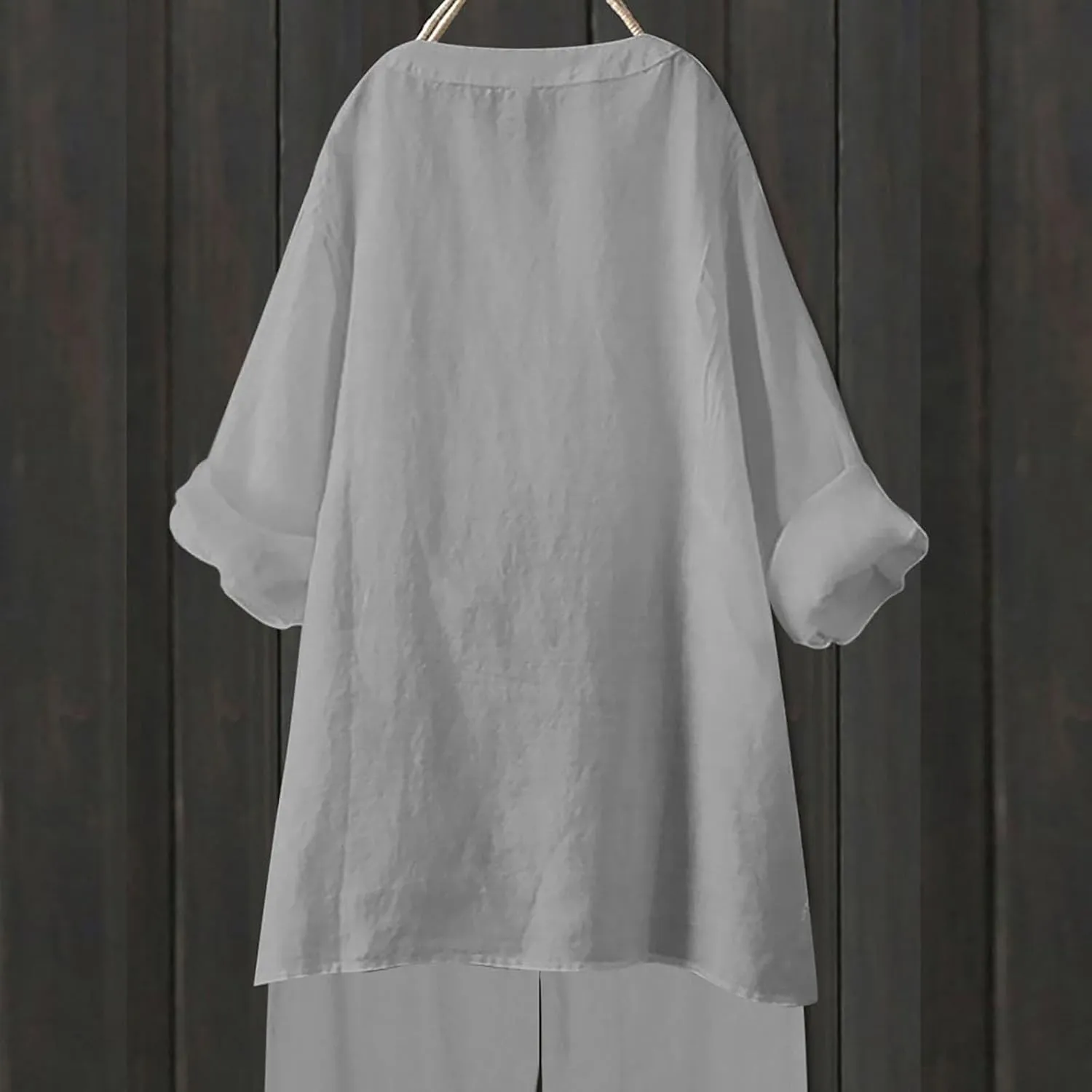 Loose Size Solid Shirt for Women Casual Long Sleeve Blouse Button Open Front Outwear Comfy Tops Work Office Tops