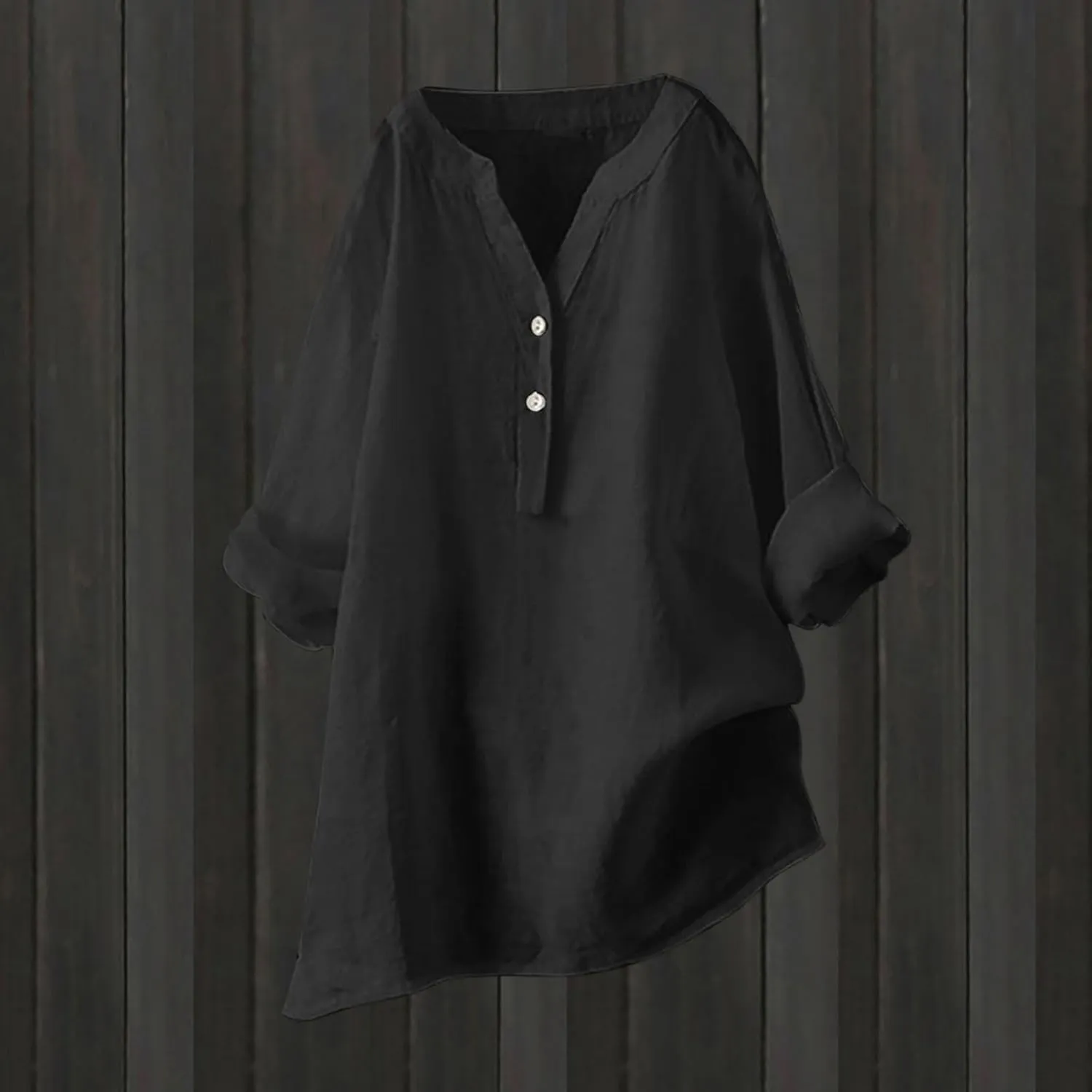 Loose Size Solid Shirt for Women Casual Long Sleeve Blouse Button Open Front Outwear Comfy Tops Work Office Tops