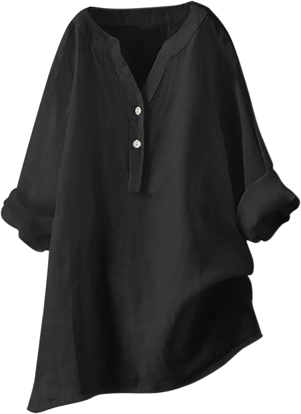 Loose Size Solid Shirt for Women Casual Long Sleeve Blouse Button Open Front Outwear Comfy Tops Work Office Tops