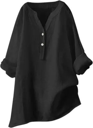 Loose Size Solid Shirt for Women Casual Long Sleeve Blouse Button Open Front Outwear Comfy Tops Work Office Tops