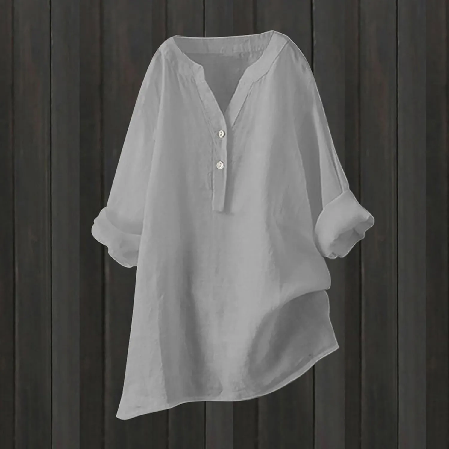 Loose Size Solid Shirt for Women Casual Long Sleeve Blouse Button Open Front Outwear Comfy Tops Work Office Tops