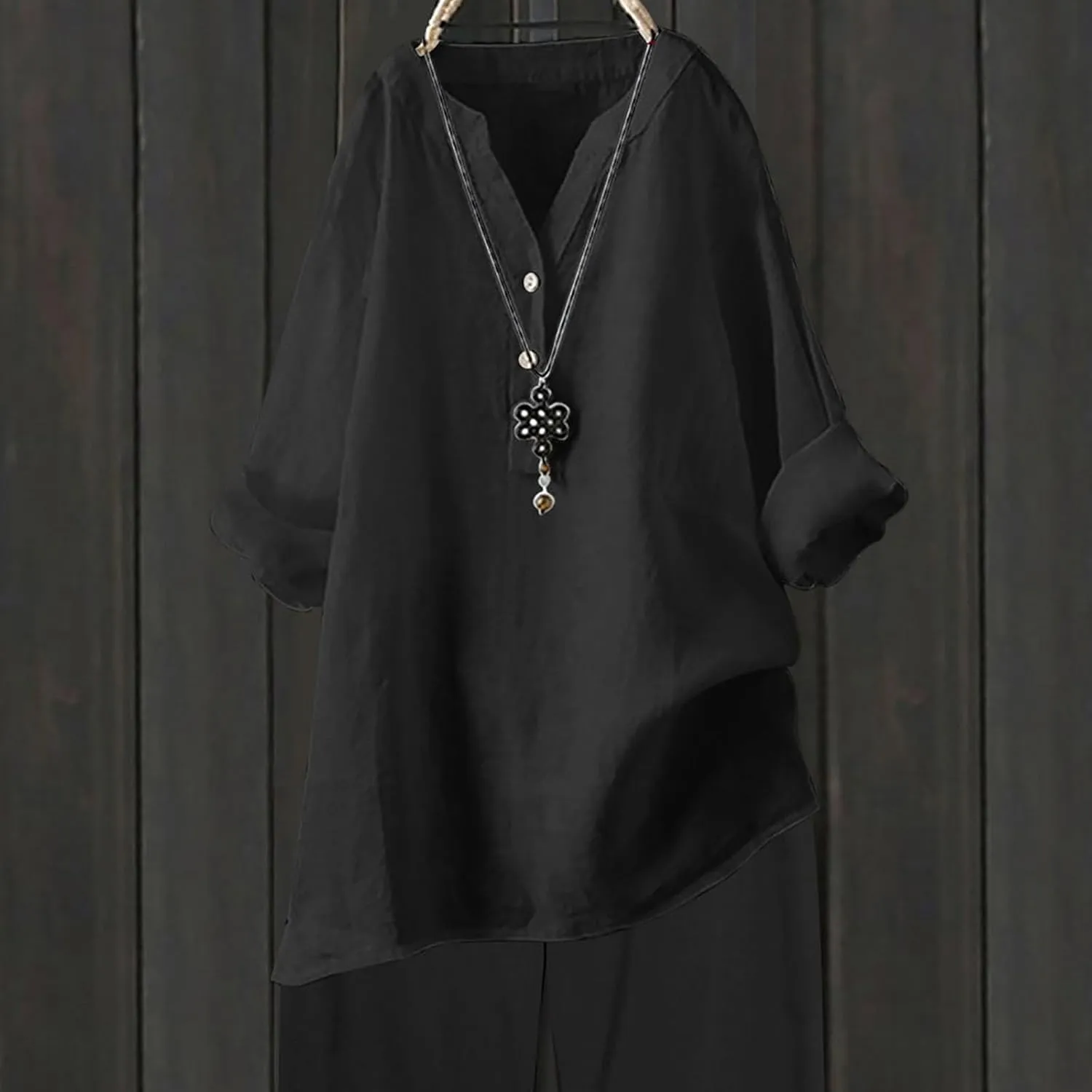 Loose Size Solid Shirt for Women Casual Long Sleeve Blouse Button Open Front Outwear Comfy Tops Work Office Tops