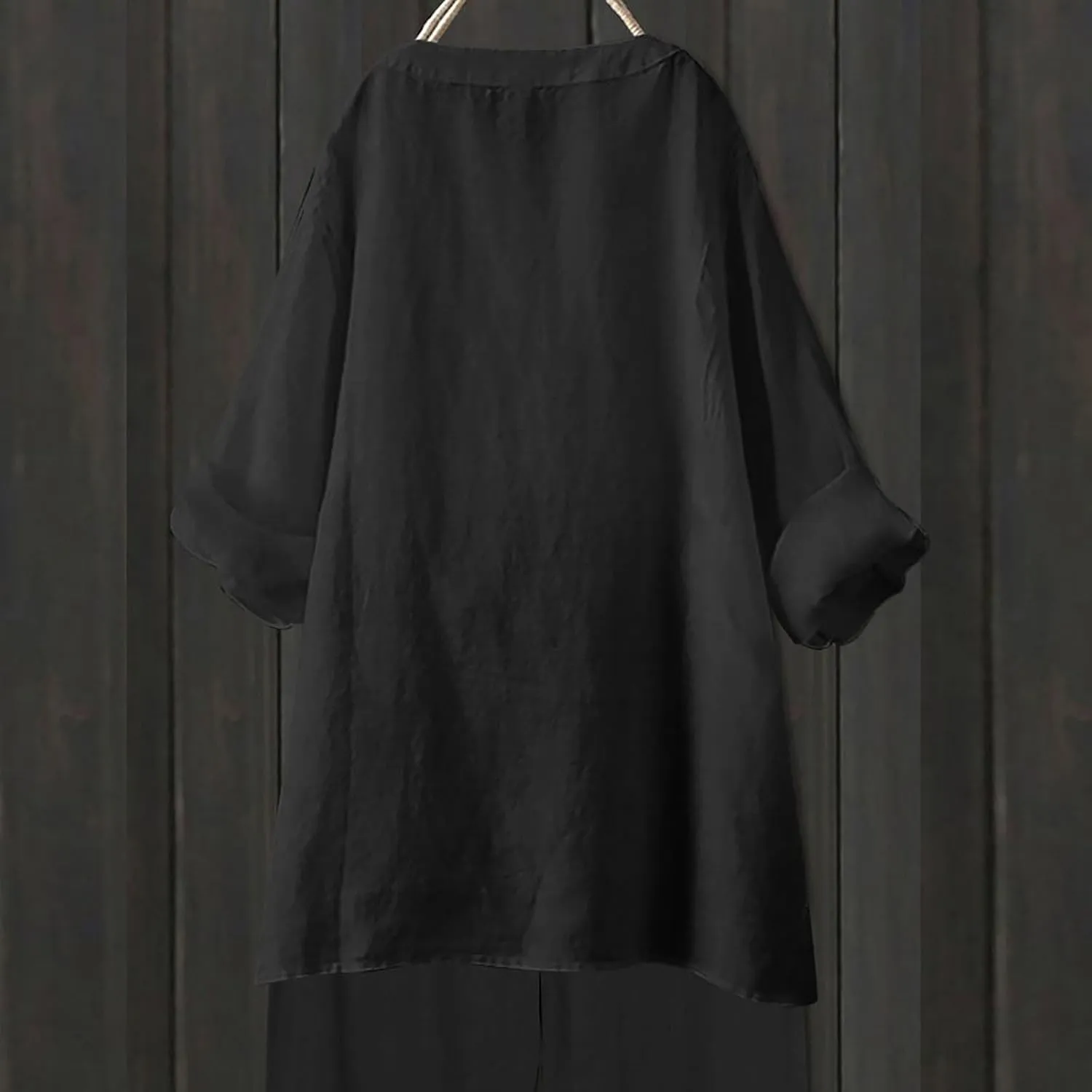 Loose Size Solid Shirt for Women Casual Long Sleeve Blouse Button Open Front Outwear Comfy Tops Work Office Tops