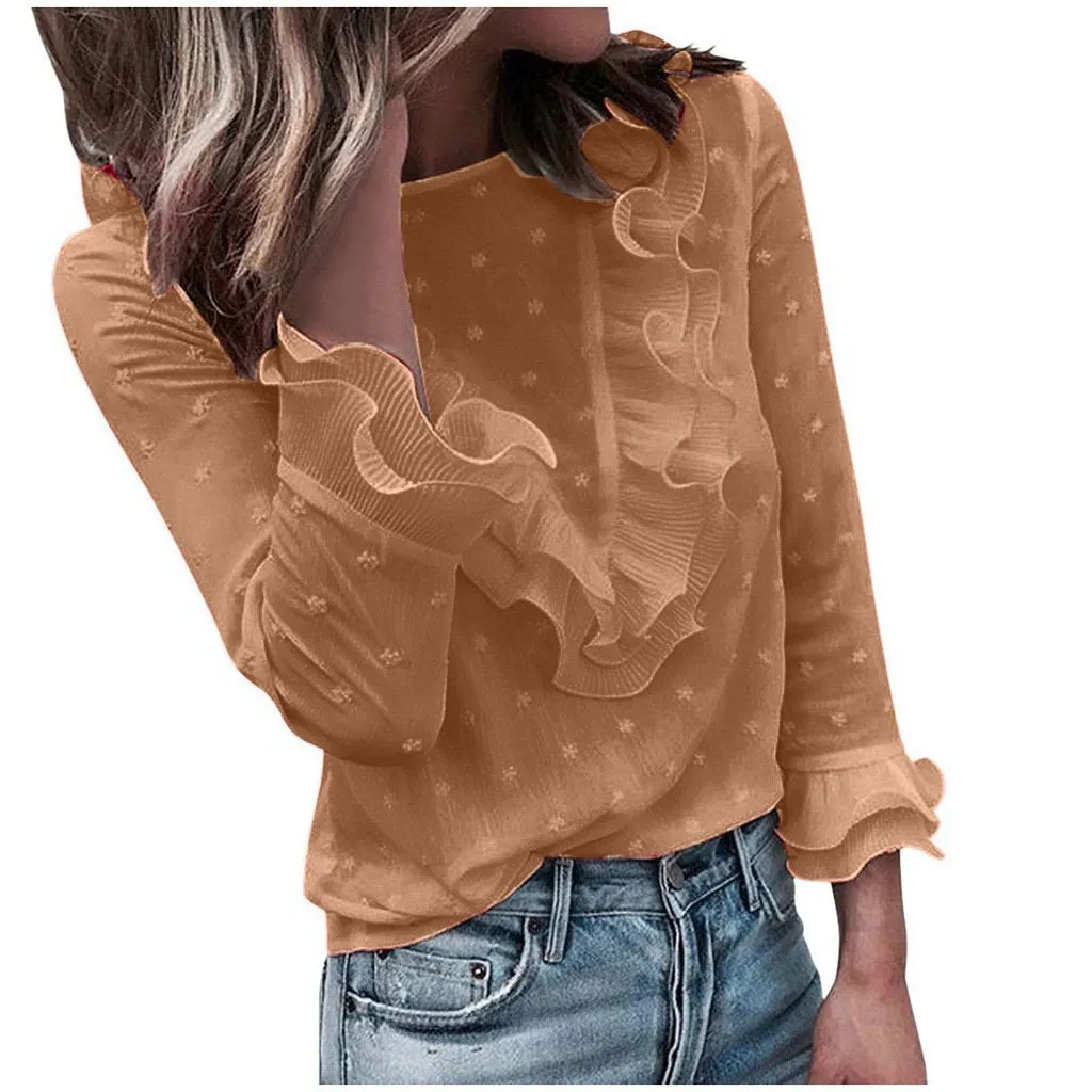 Lotus Leaf Button Blouse