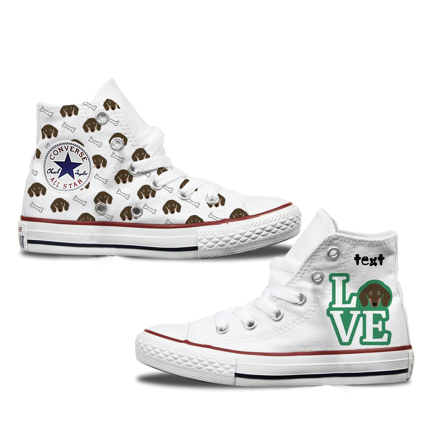 Love Dachshund Kids Personalised Converse