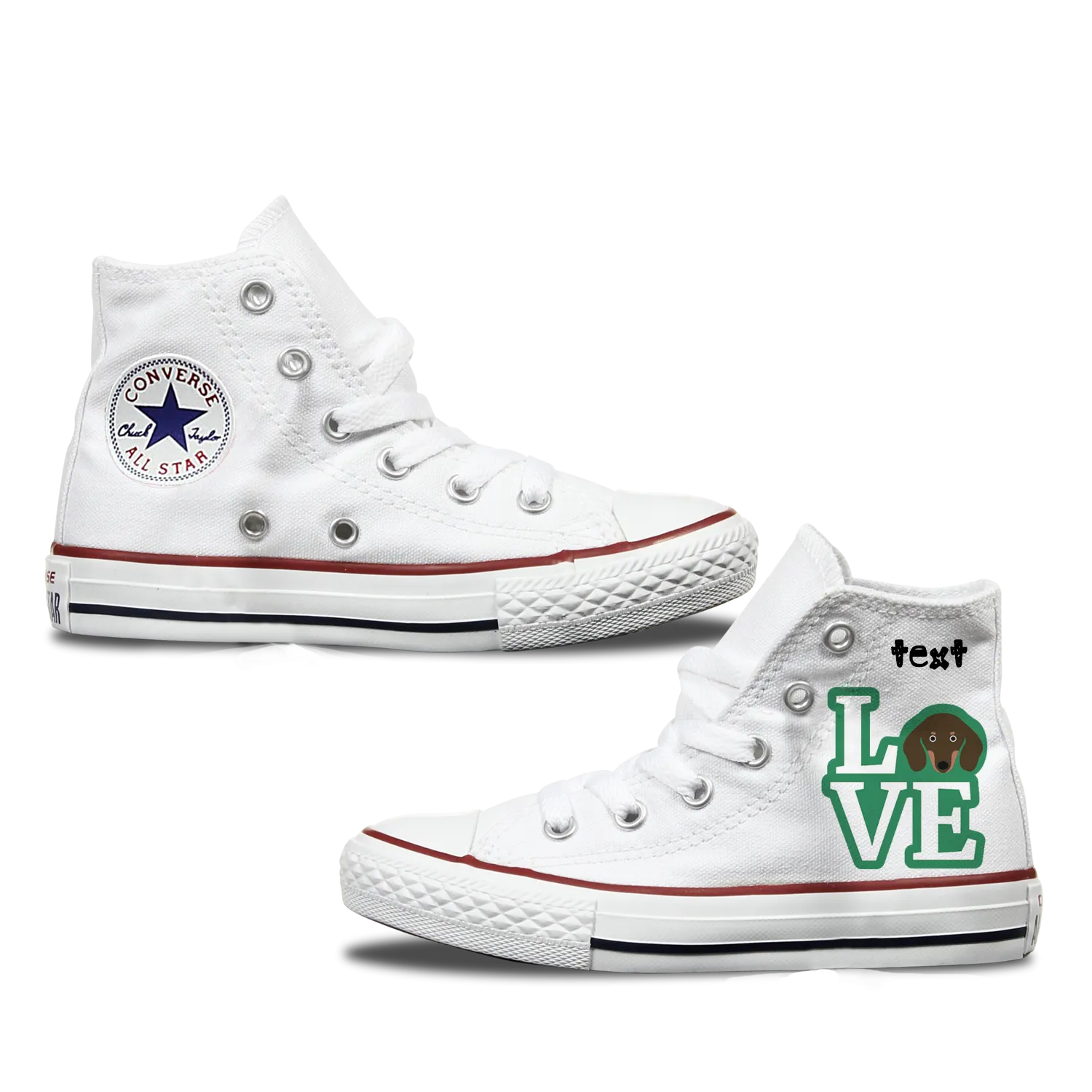 Love Dachshund Kids Personalised Converse
