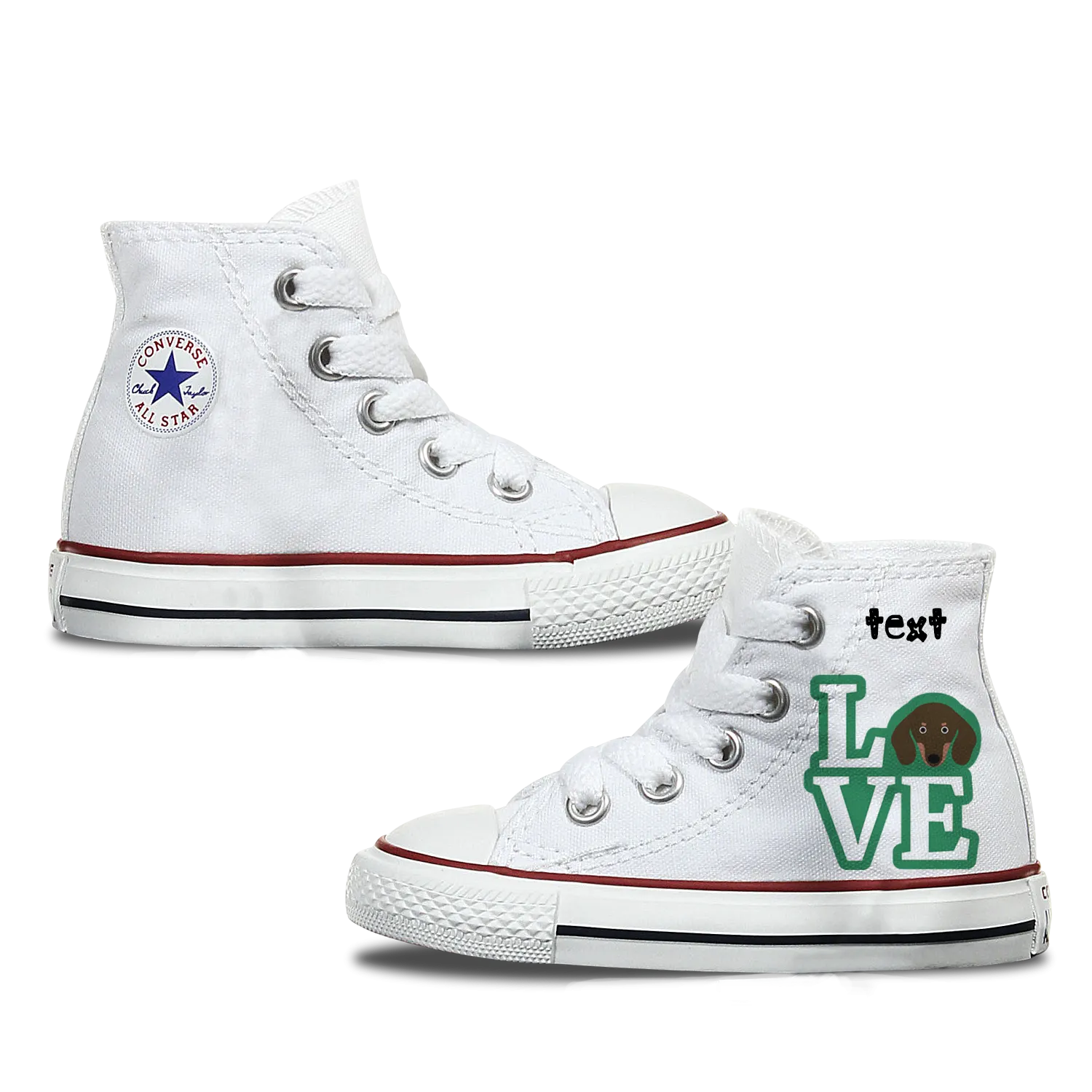 Love Dachshund Kids Personalised Converse