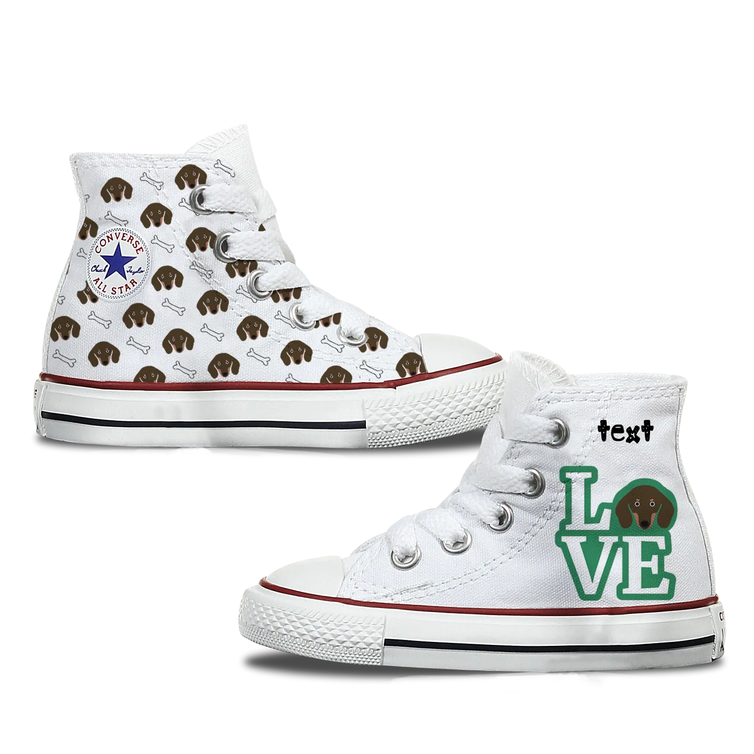 Love Dachshund Kids Personalised Converse