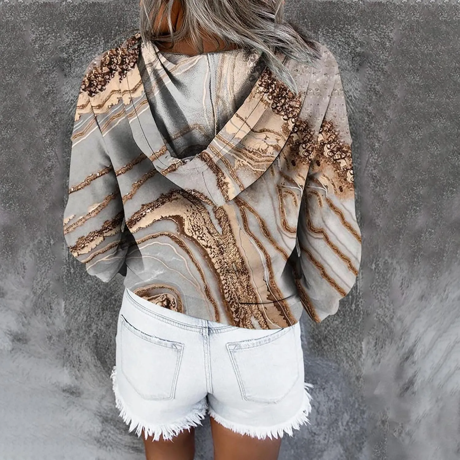 LRMQS Womens Fall Fashion 2024 Button Drawstring Long Sleeve Hoodies Pullover Color Block Casual Trendy Loose Fit Clothes