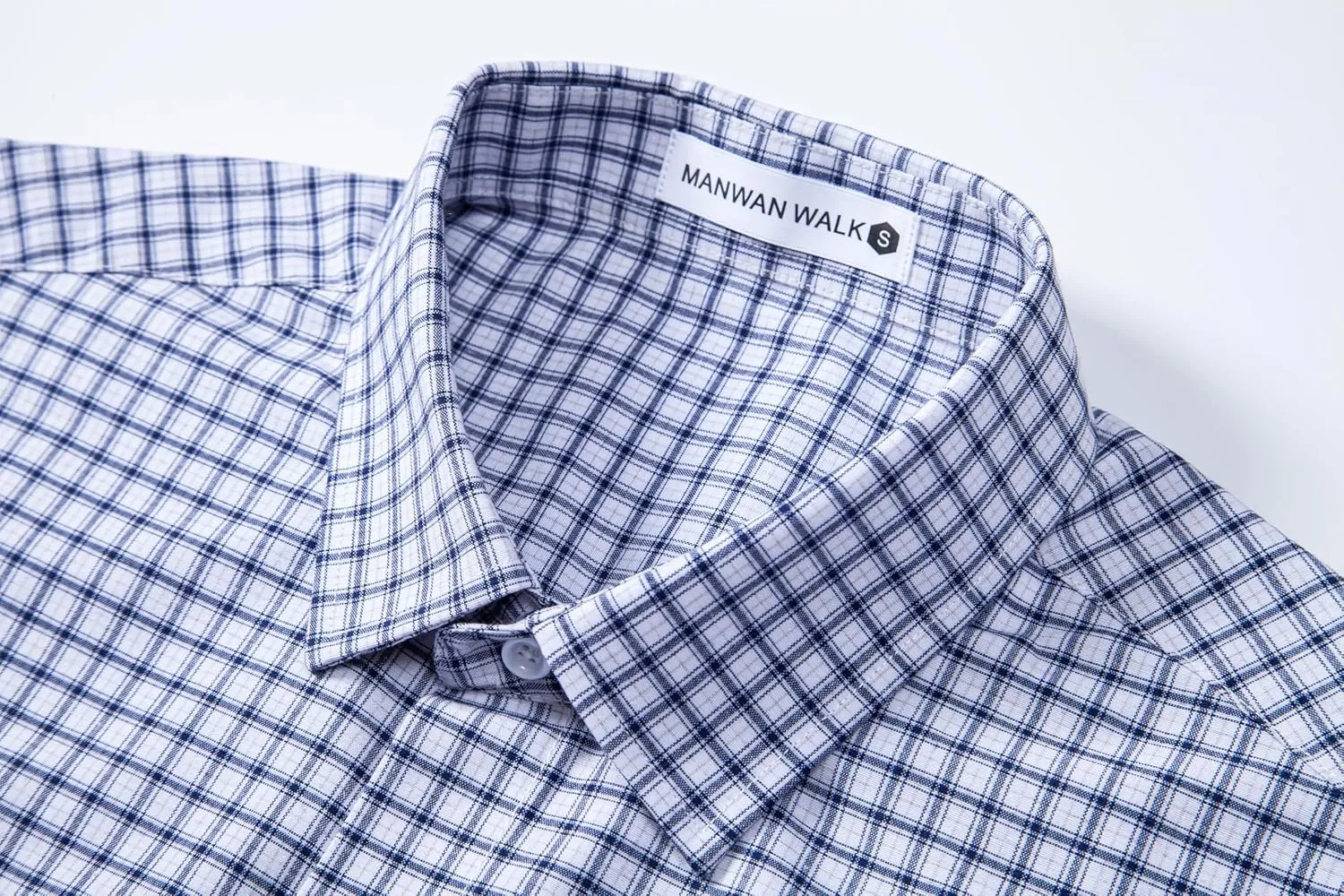Manwan walk Men's Plaid Button Down Shirts Regular Fit Long Sleeve Casual Business Shirts