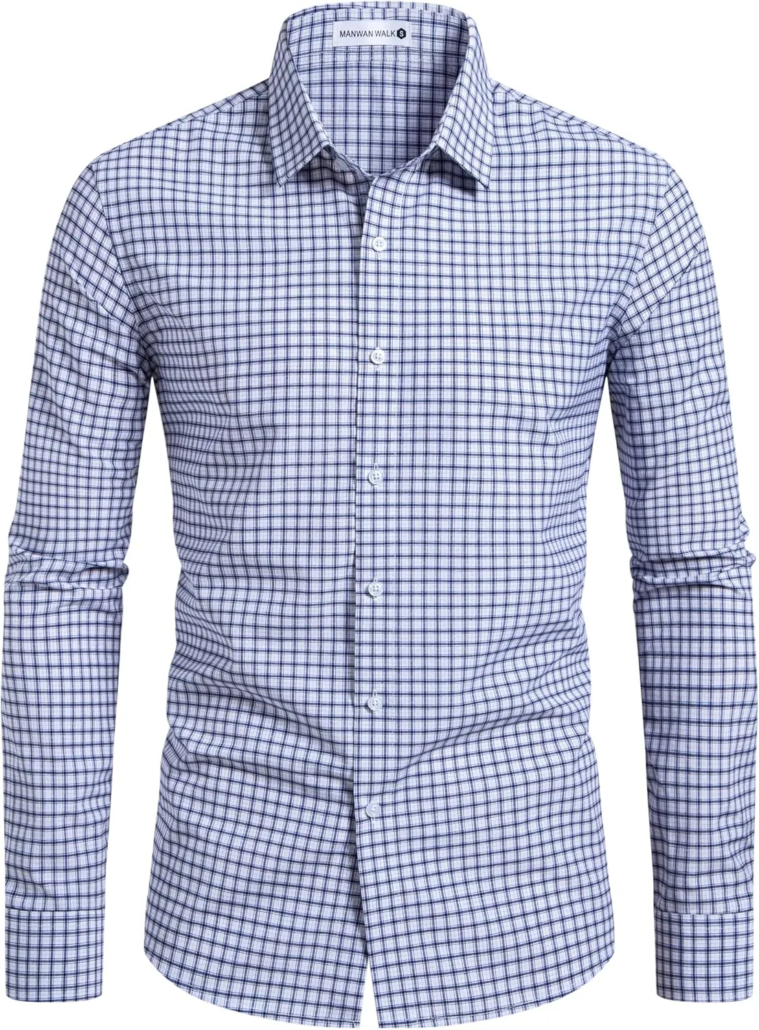 Manwan walk Men's Plaid Button Down Shirts Regular Fit Long Sleeve Casual Business Shirts