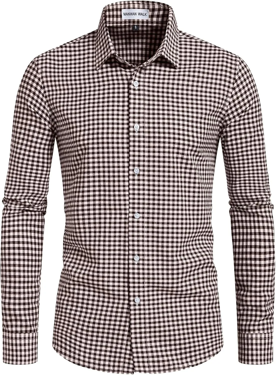 Manwan walk Men's Plaid Button Down Shirts Regular Fit Long Sleeve Casual Business Shirts