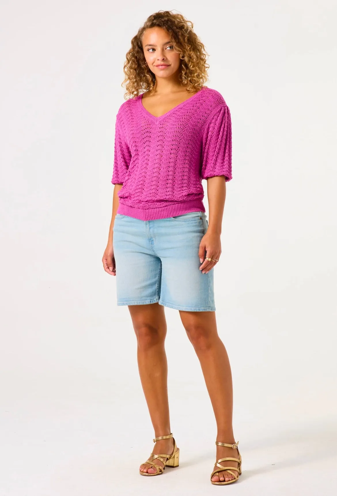 MEADOW PURPLE CROCHET V SUMMER SWEATER