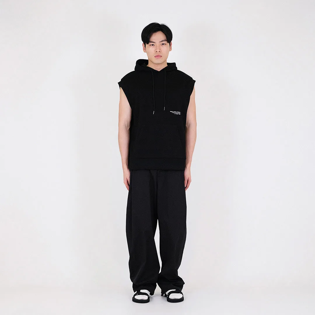 Men Oversized Sleeveless Hoodie - Black - SM2311167C