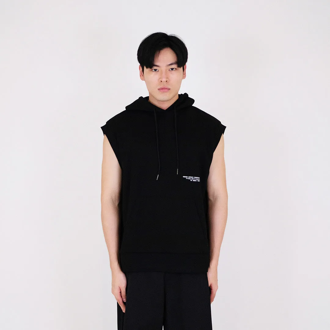 Men Oversized Sleeveless Hoodie - Black - SM2311167C