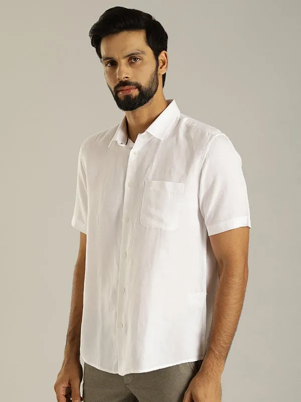Men Solid Half Sleeve Viscose Blend Shirt