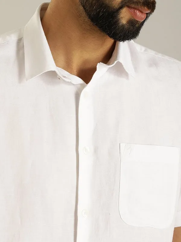 Men Solid Half Sleeve Viscose Blend Shirt