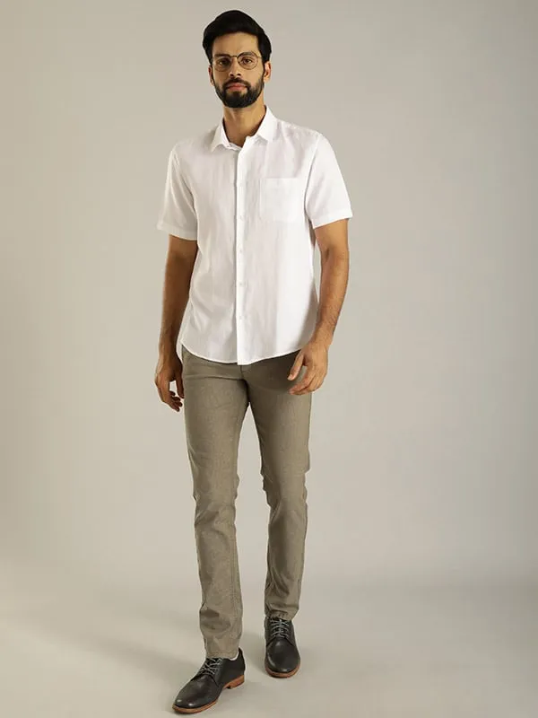 Men Solid Half Sleeve Viscose Blend Shirt
