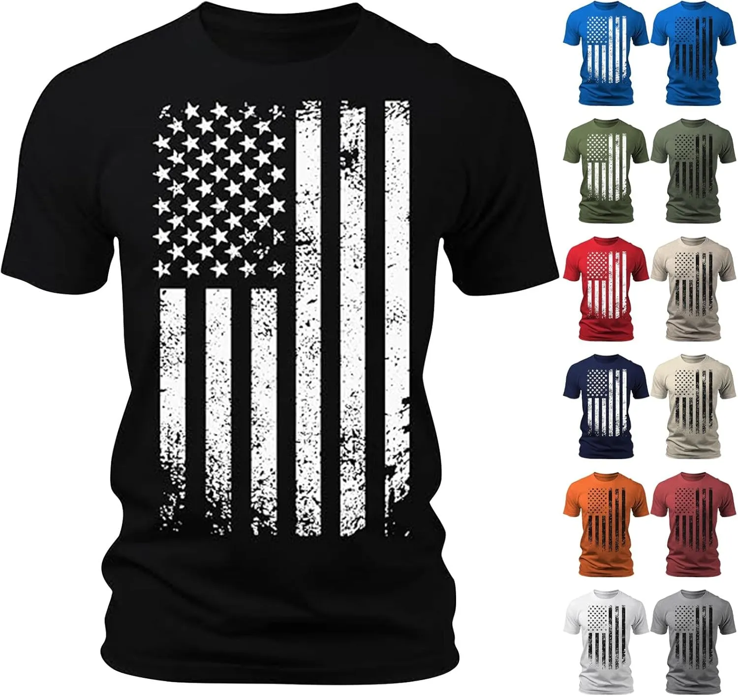 Mens 4Th of July Shirt Short Sleeve Slim Fit Cotton USA Patriotic T Shirts Comfy Casual Summer Graphic American Flag Shirts