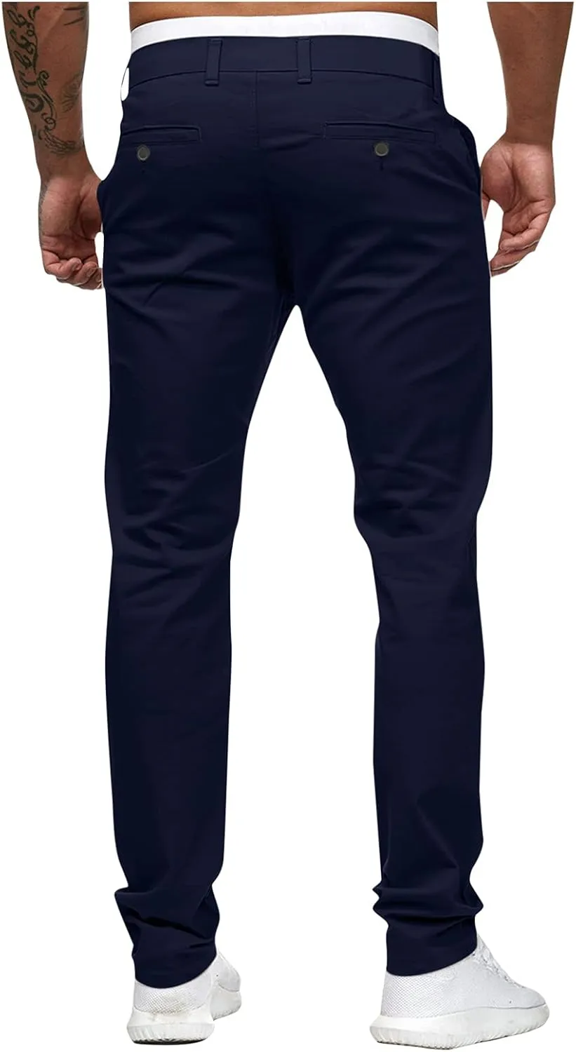 Men's Classic-Fit Wrinkle-Resistant Flat-Front Chino Pant (Available in Big & Tall) Slim-Fit Casual with Pockets