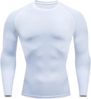 Mens Compression Shirt Long Sleeve Slim Fit Workout T Shirts Athletic Undershirt Dry Fit Sports Tight Cooling Gym Tops