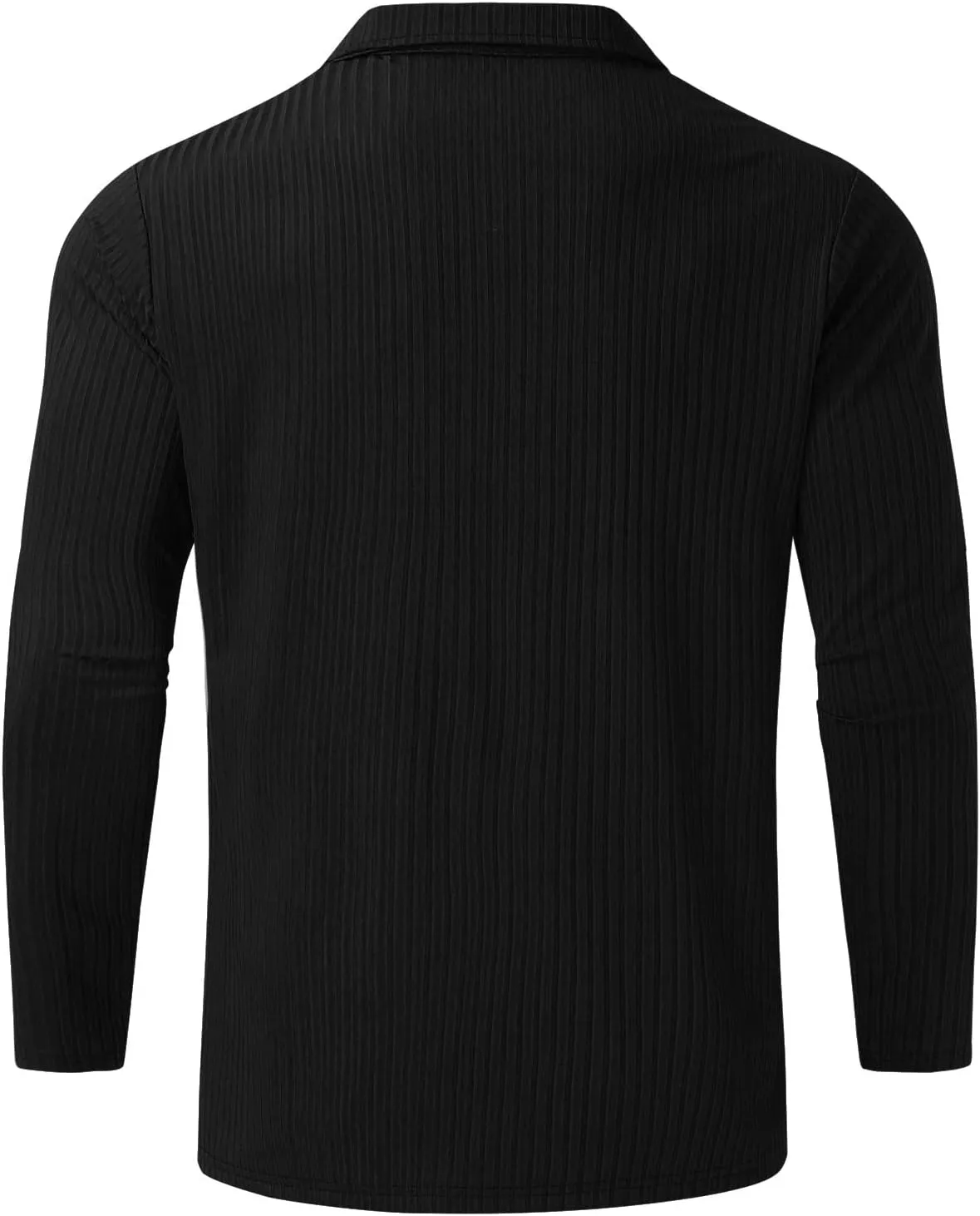 Men's Muscle T Shirt Stretch Long Sleeve Workout Shirts Slim Fit Casual Plain Tees Stylish Quarter Zip Polo Shirt