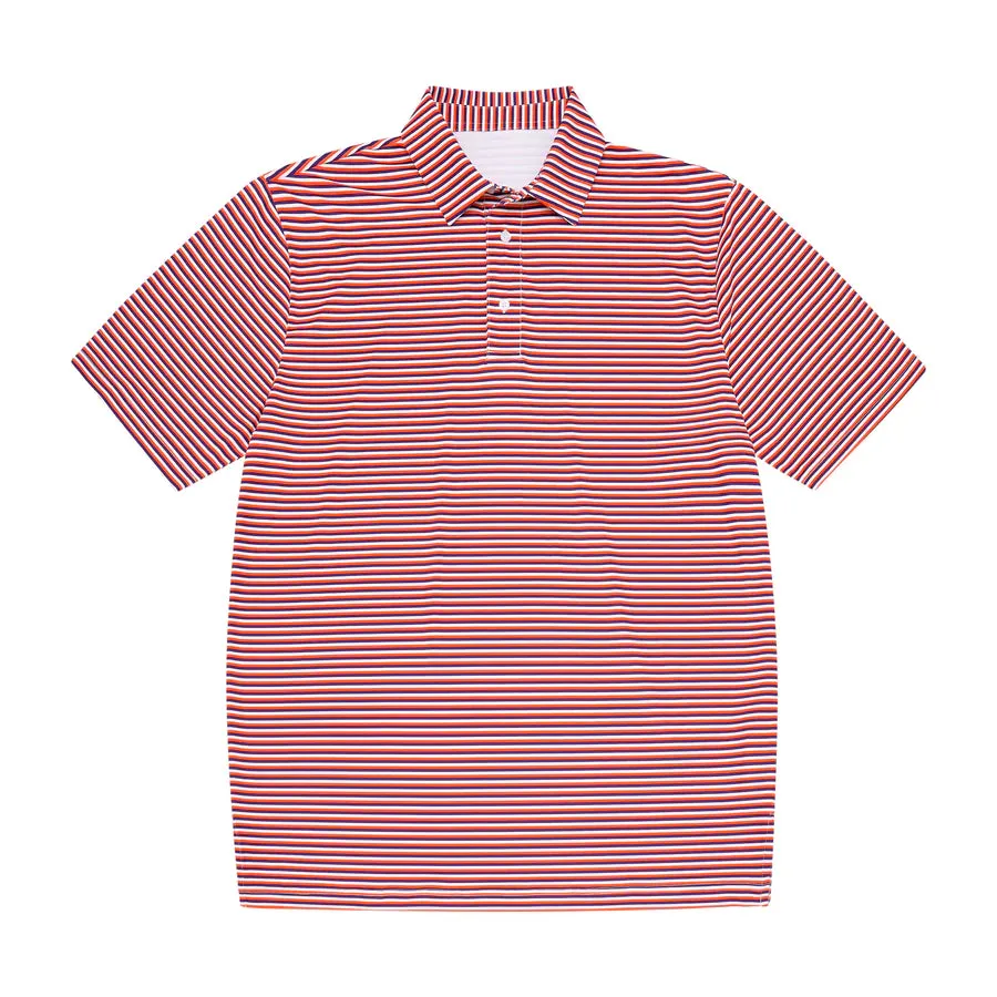 Meripex Performance Stripe Polo- Orangle/Purple/White
