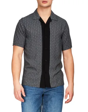 Modern English Short Sleeve Tile Print Shirt