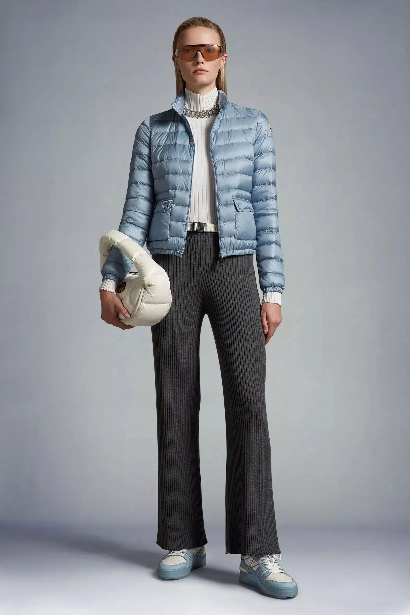MONCLER LANS SHORT DOWN JACKET LIGHT BLUE