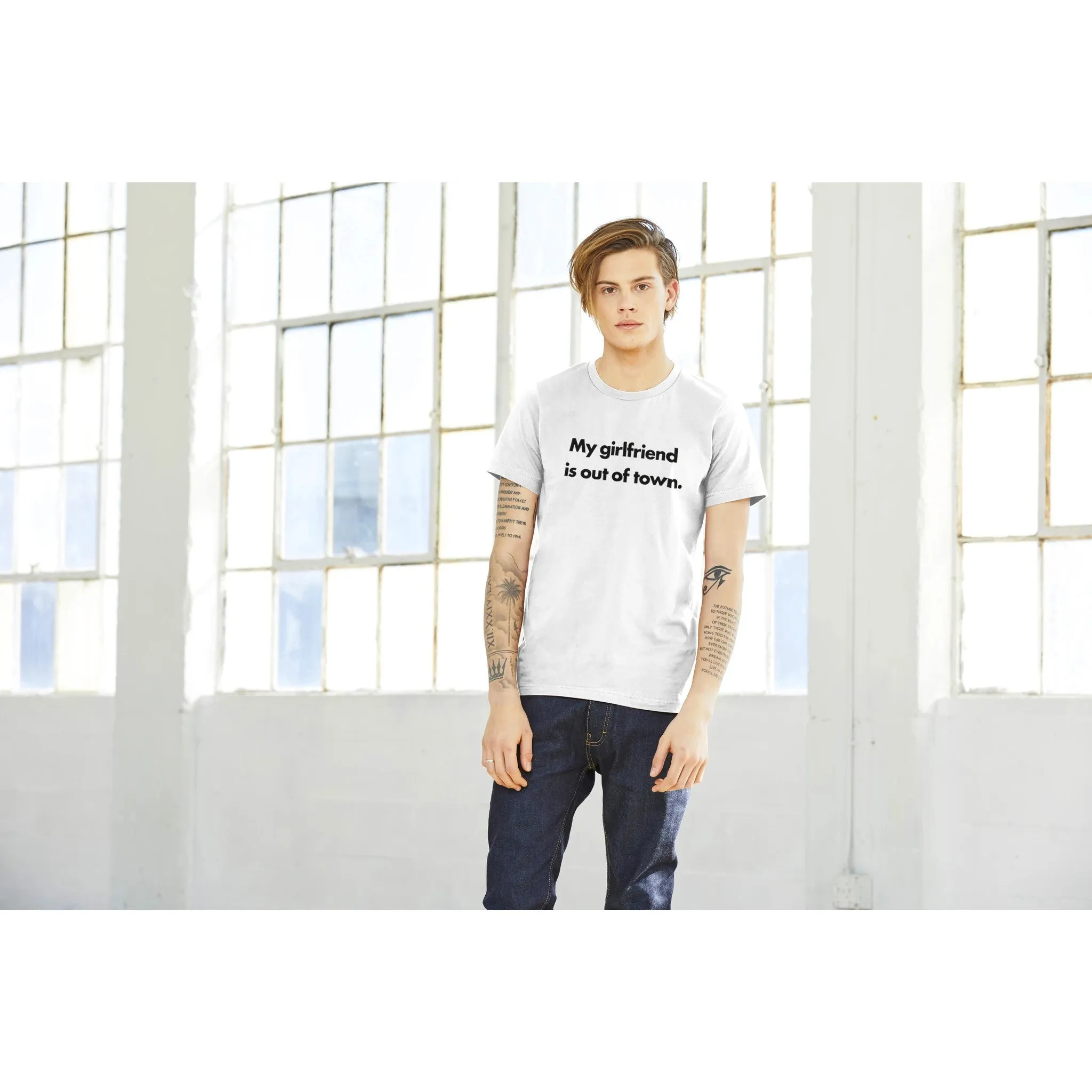 My Girlfriend is out of town.  -  Premium Unisex Crewneck T-shirt