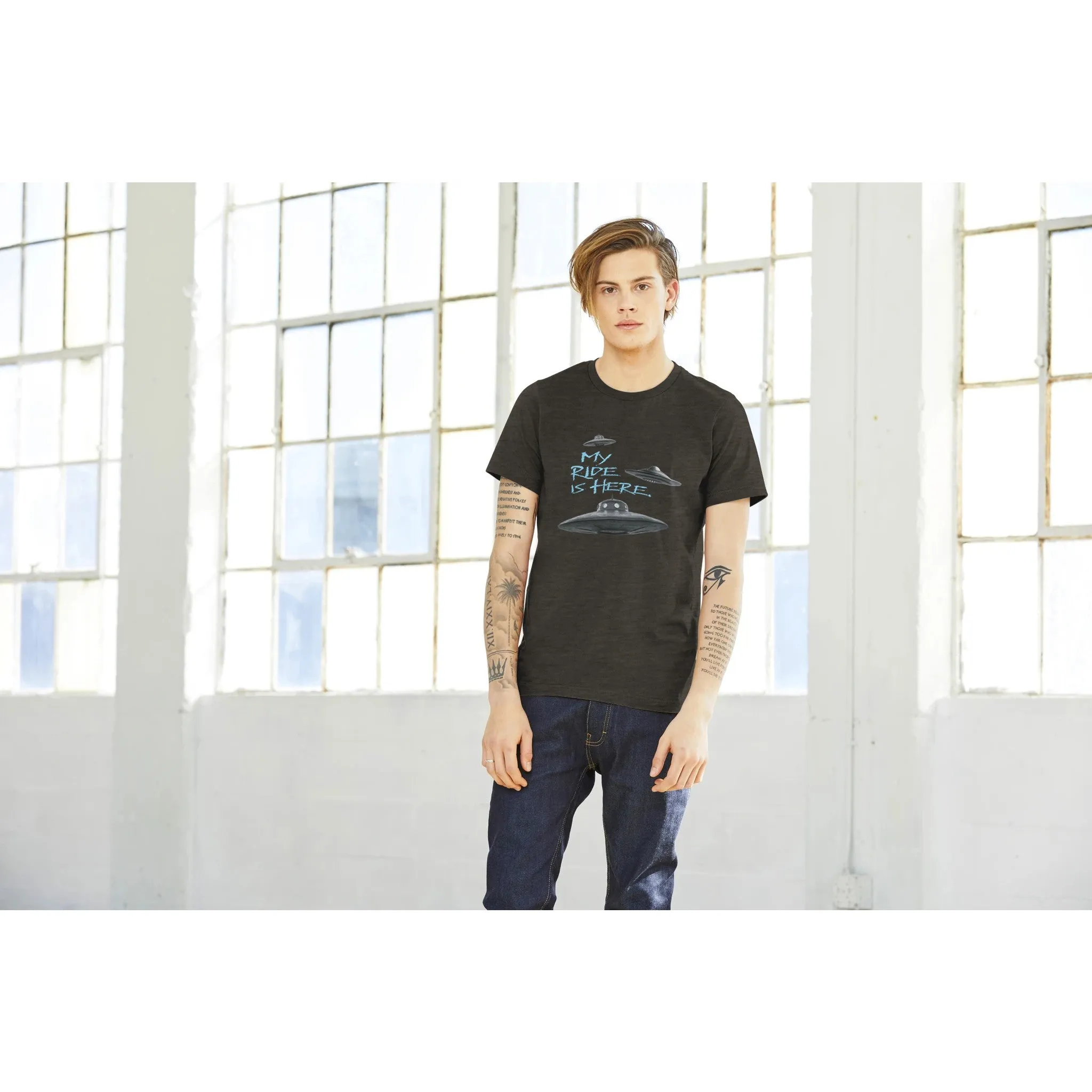 My Ride is Here.  -  Premium Unisex Crewneck T-shirt