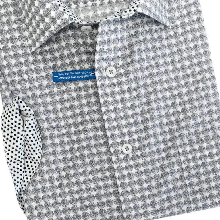 Navy Print Cotton Non Iron Short Sleeve Sport Shirts