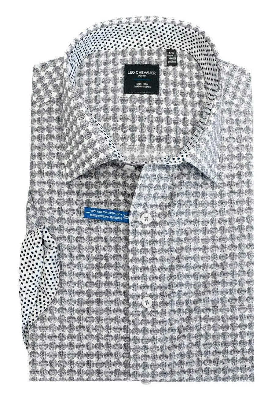 Navy Print Cotton Non Iron Short Sleeve Sport Shirts