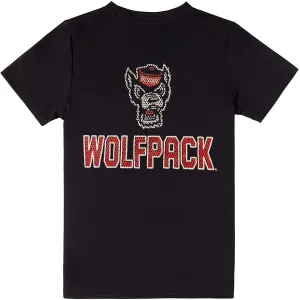 NC State Wolfpack Champion Youth Black Wolfhead Over Wolfpack Athletic T-Shirt