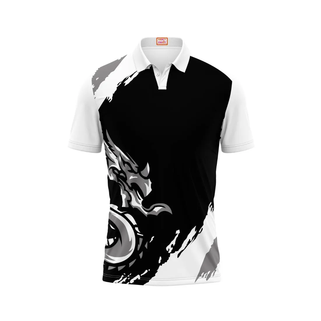 Next Print Customized Polo Neck White Jersey - Design 10