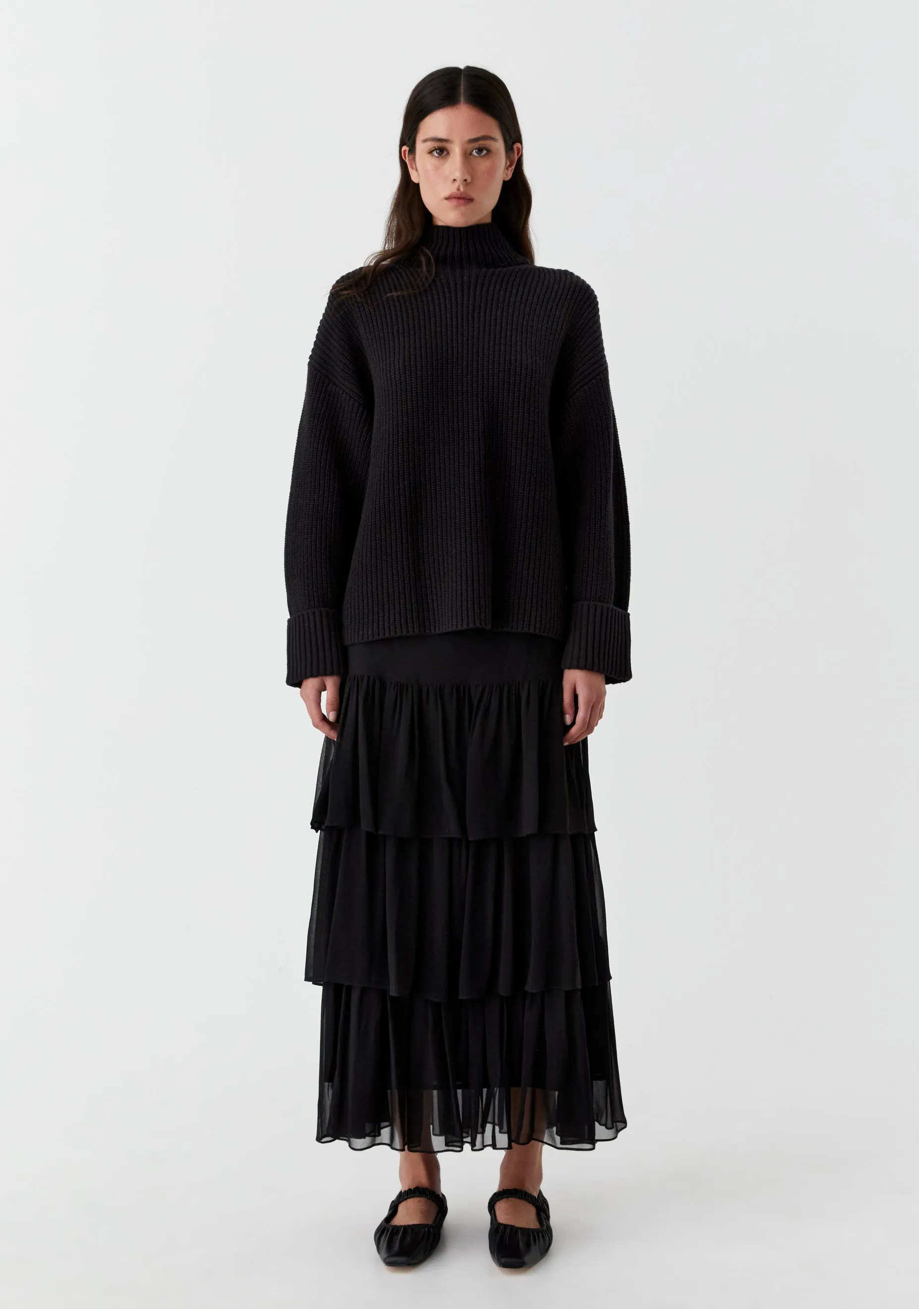 Niko High Neck Knit Pullover_Black